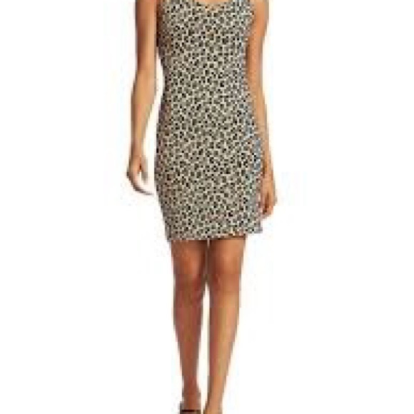 Theory Glossed Leopard Black and Cream Animal Print Bodycon Dress Sz. Medium - Picture 1 of 9